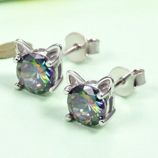 Sterling Silver Cat Earrings