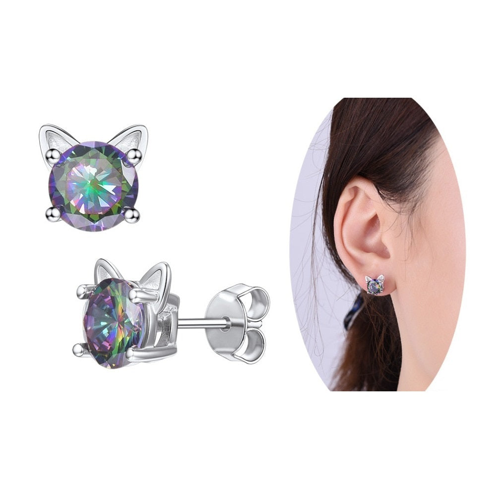 Sterling Silver Cat Earrings