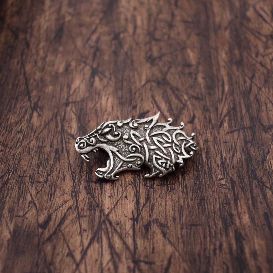 Sterling silver celtic cat brooch