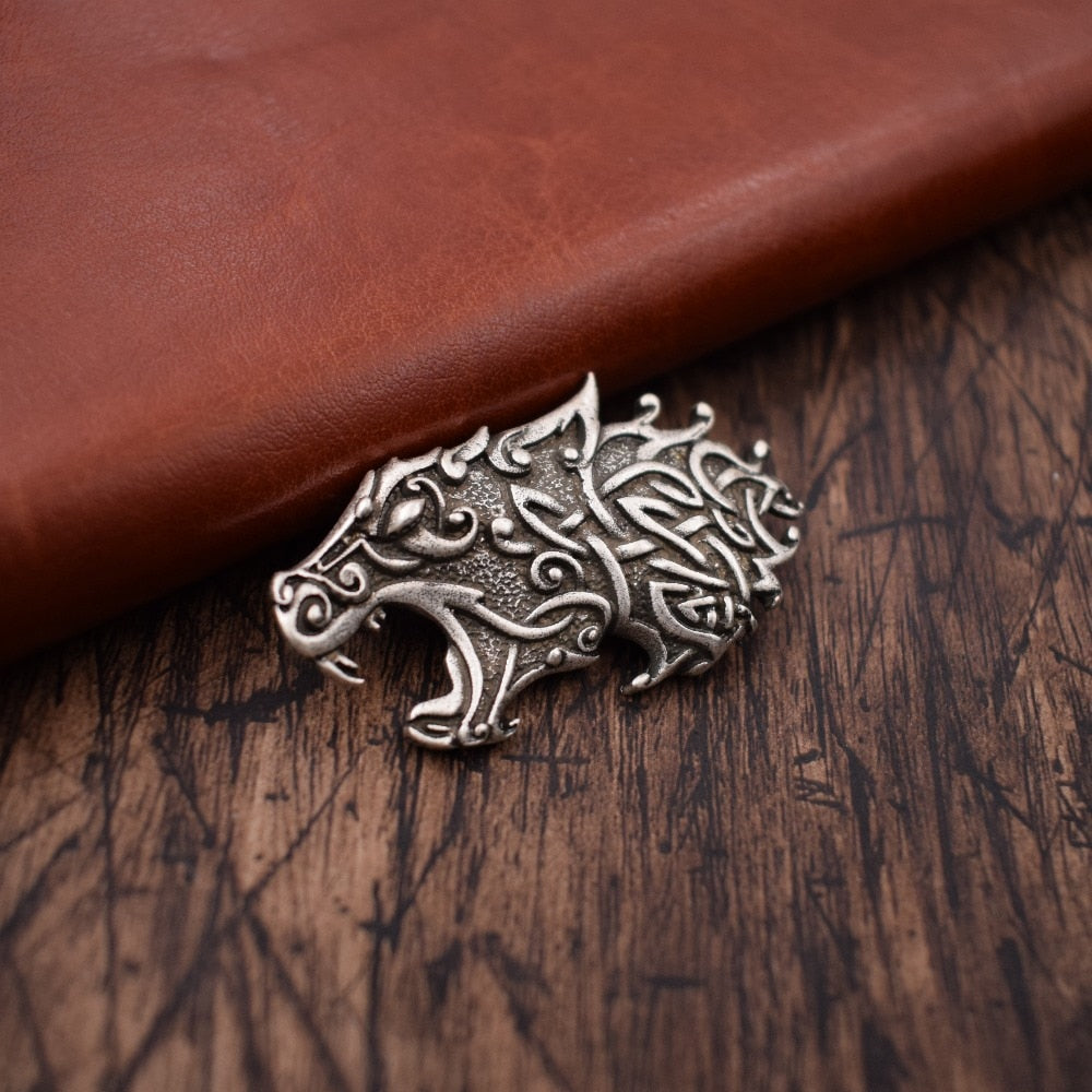 Sterling silver celtic cat brooch
