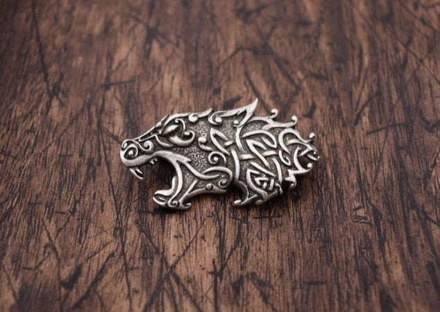 Sterling silver celtic cat brooch