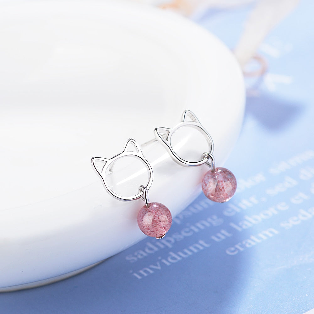 Sweet Pearl Cat Earrings