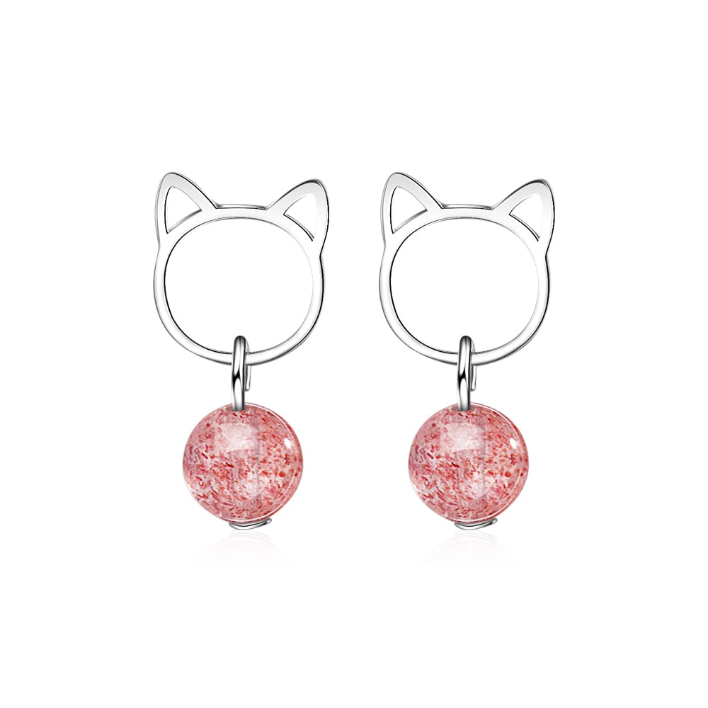 Sweet Pearl Cat Earrings