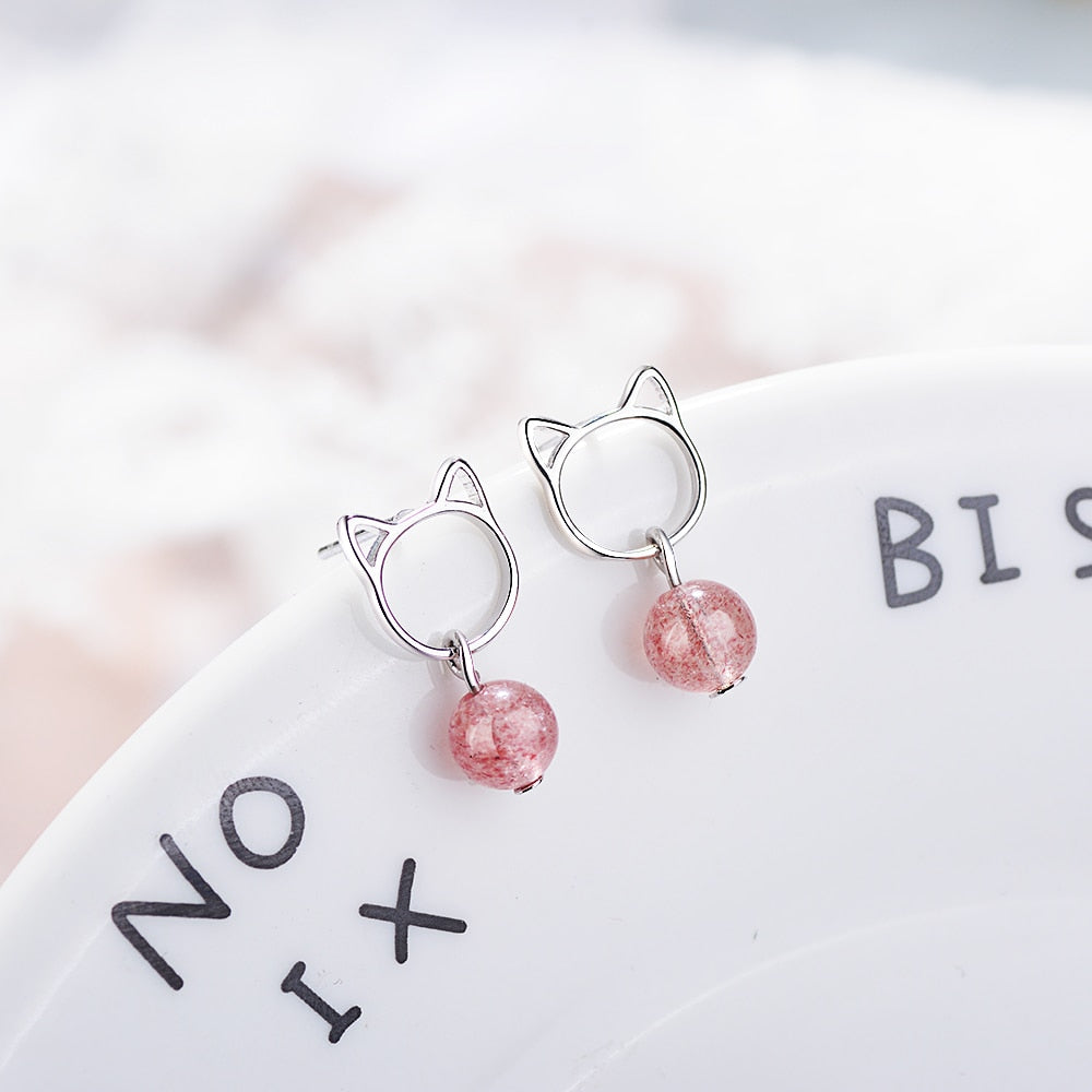 Sweet Pearl Cat Earrings