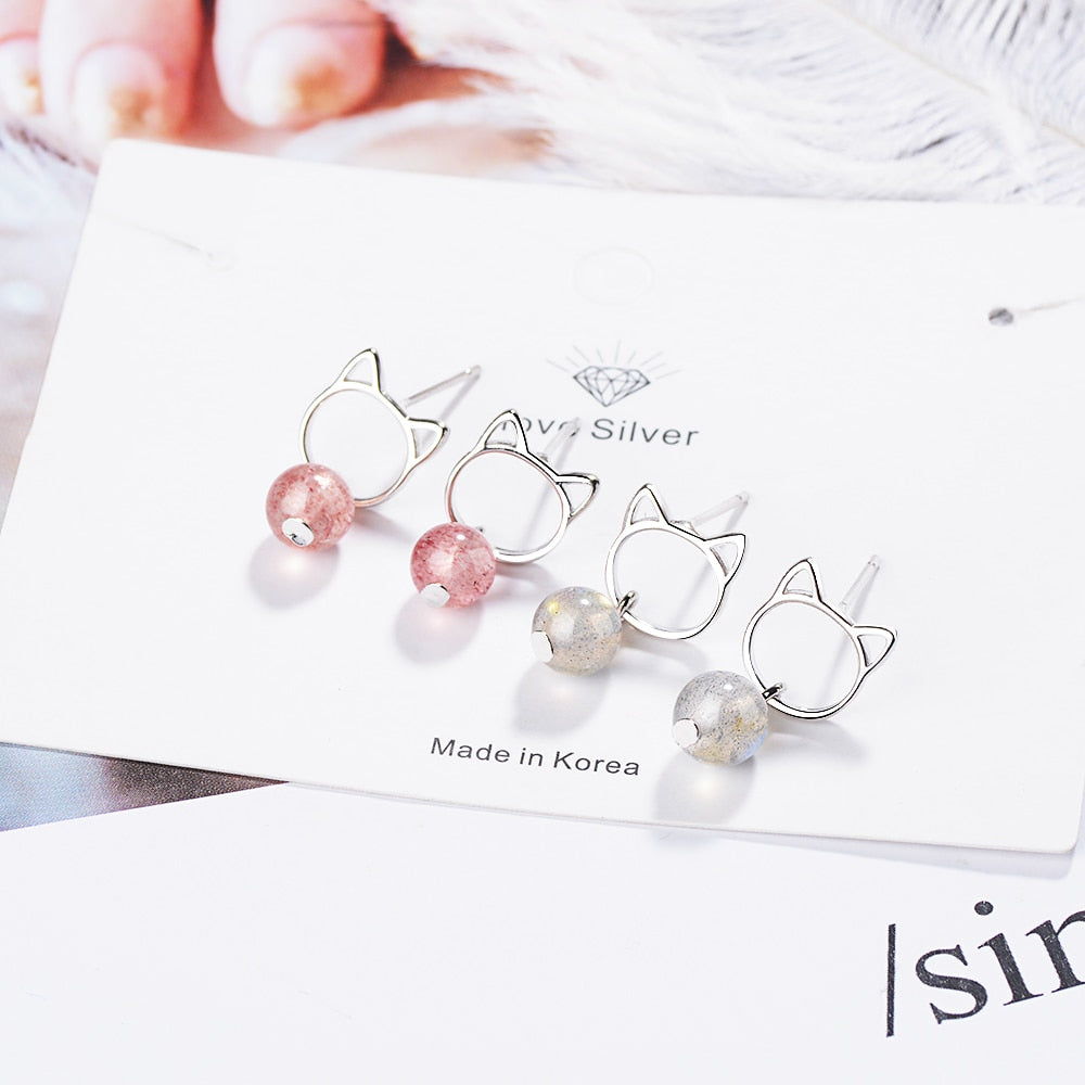 Sweet Pearl Cat Earrings