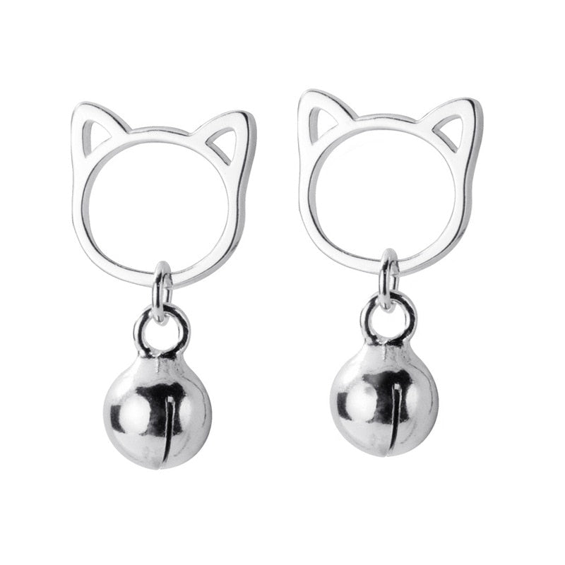 Tiny Silver Cat Earrings