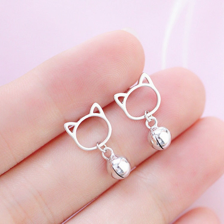Tiny Silver Cat Earrings