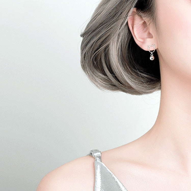 Tiny Silver Cat Earrings