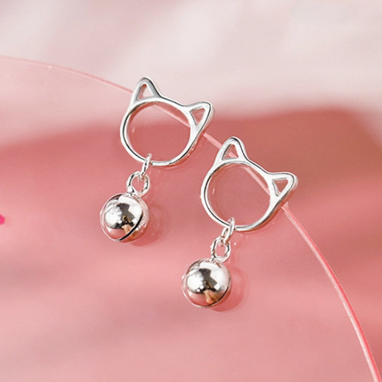 Tiny Silver Cat Earrings
