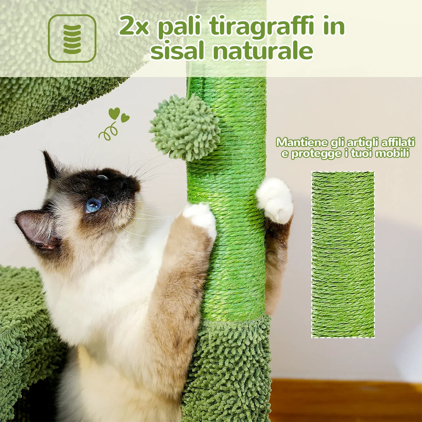 CactusPaws™ pali tiragraffi in sisal naturale per unghie sane