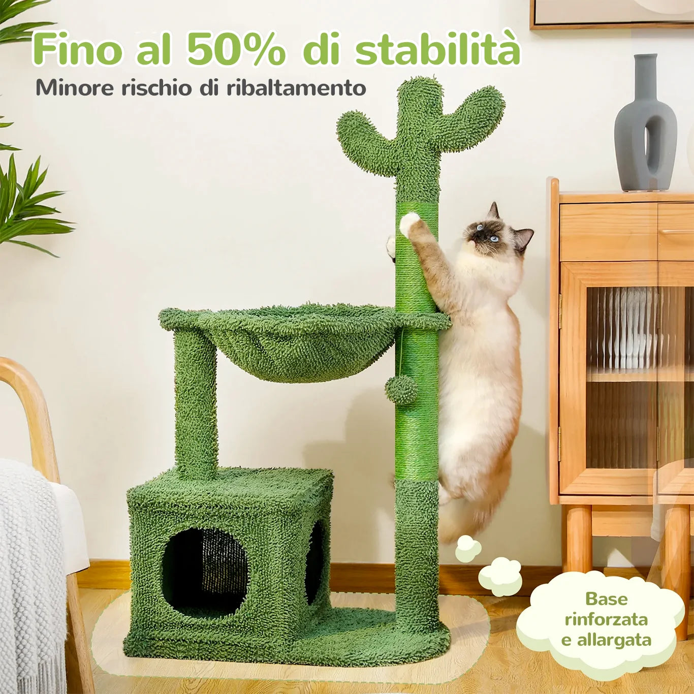 CactusPaws™ albero tiragraffi con base rinforzata e +50% stabilità