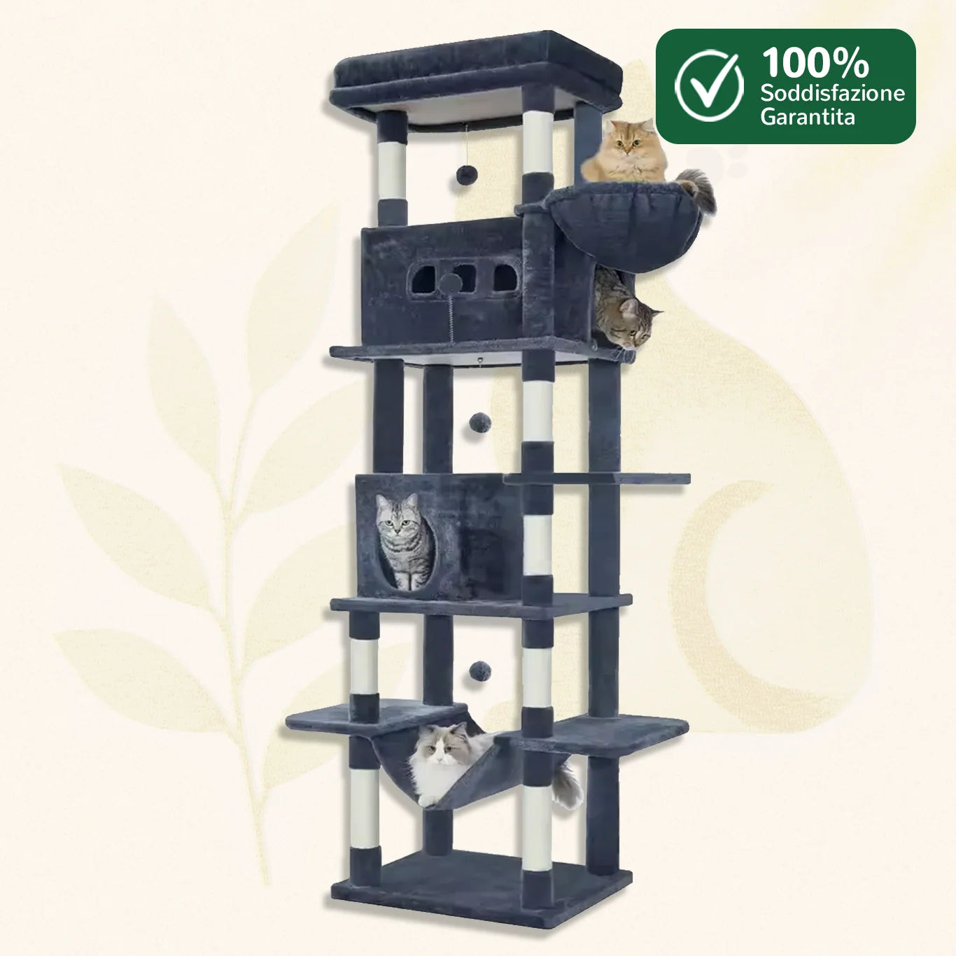 SkyTower™ albero tiragraffi XXL grigio scuro con garanzia soddisfazione