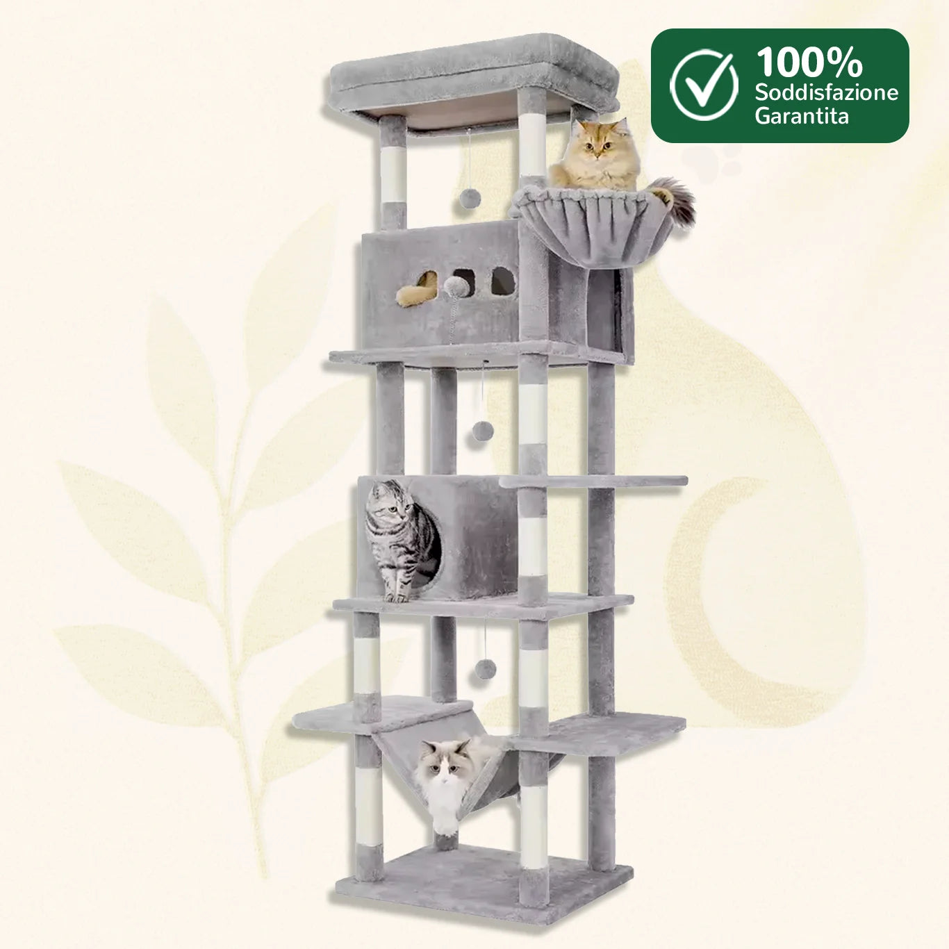 SkyTower™ albero tiragraffi XXL grigio chiaro con garanzia soddisfazione