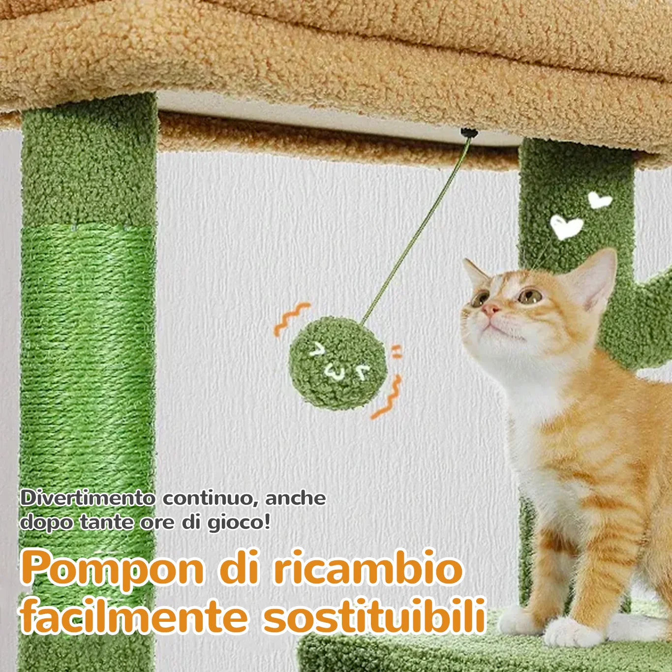 Pompon di ricambio facilmente sostituibili per tiragraffi CozyTree™, divertimento continuo per gatti