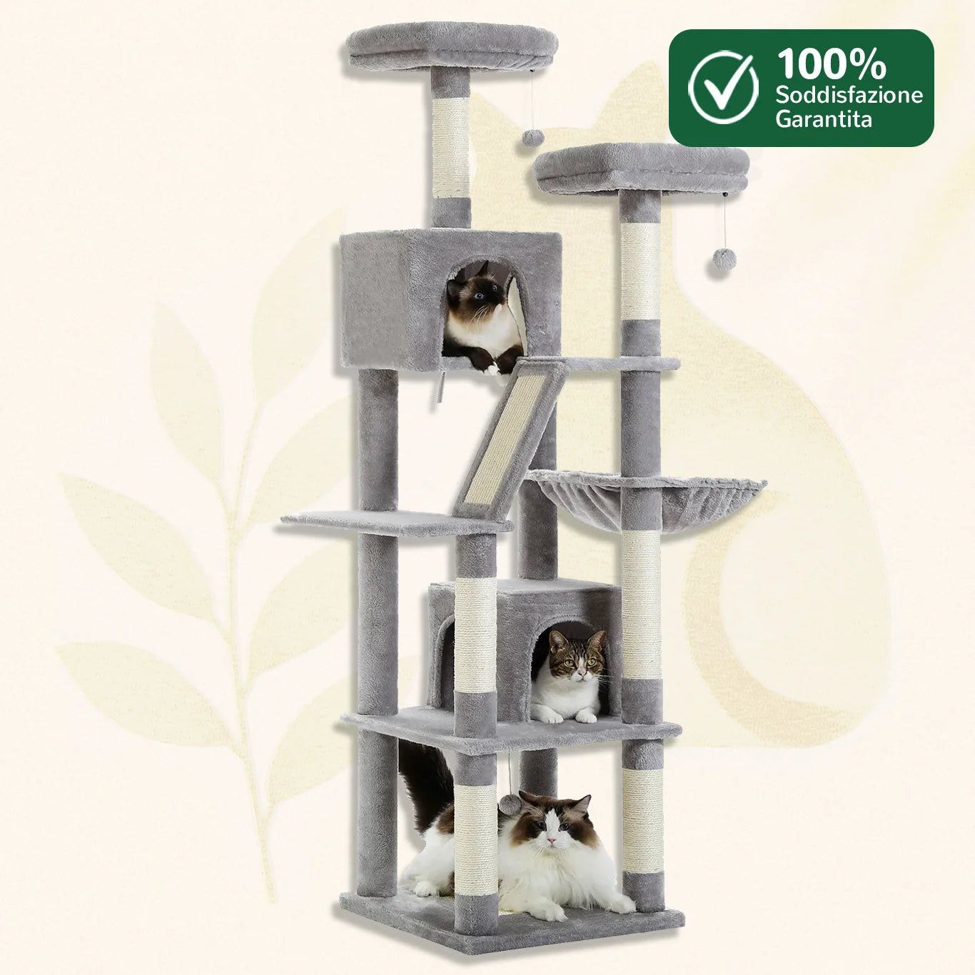 Tiragraffi 180 cm ClimbaTower™ colore grigio su fondo bianco