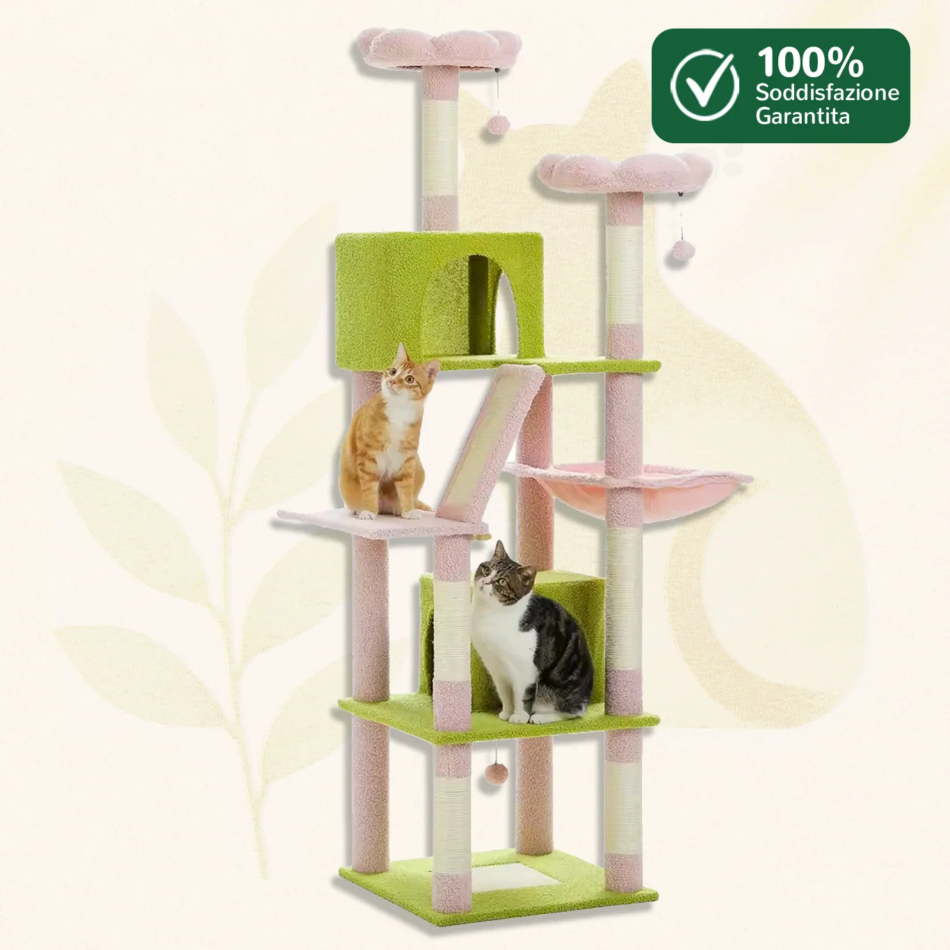 Tiragraffi 180 cm ClimbaTower™ colore rosa su fondo bianco
