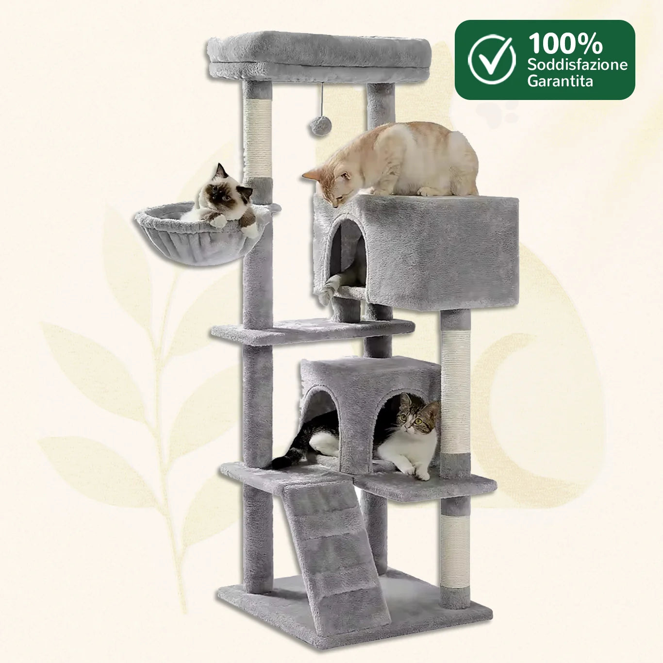 Albero tiragraffi TowerClimb™ XL moderno con più piani e giochi per gatti