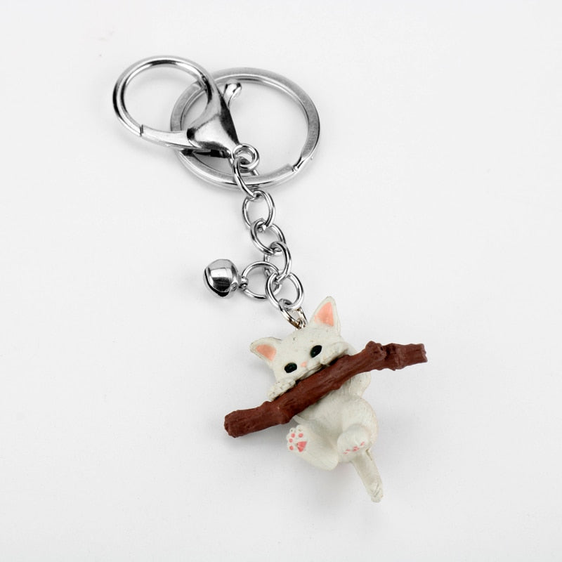 Tree Branch Cat Keychain