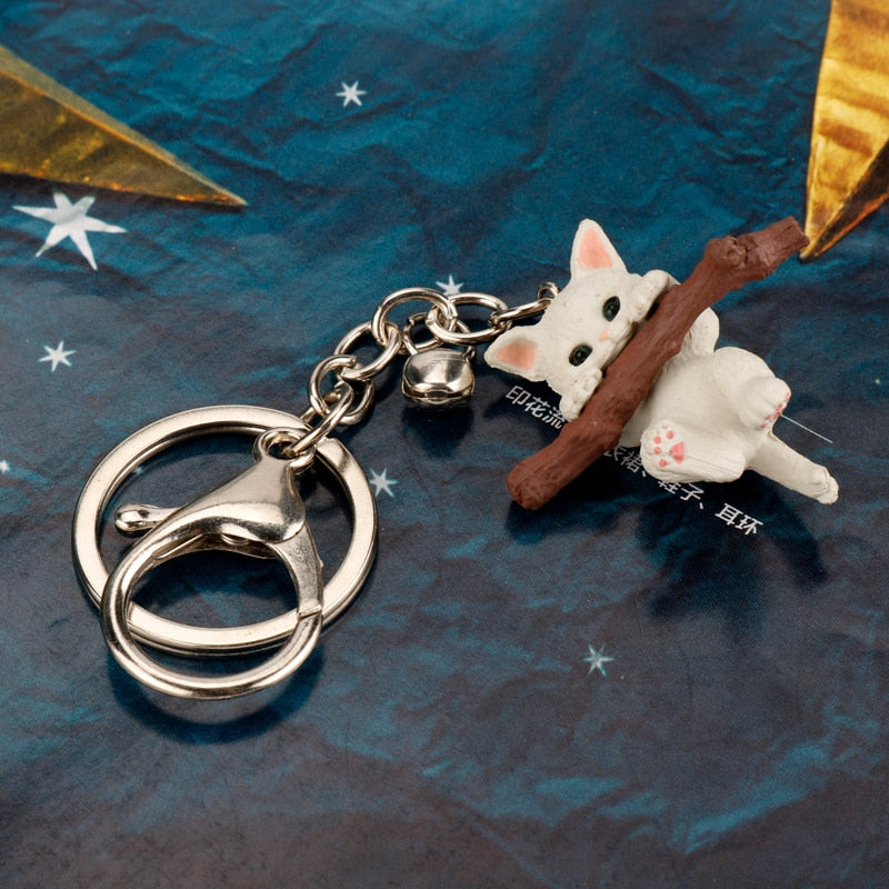 Tree Branch Cat Keychain