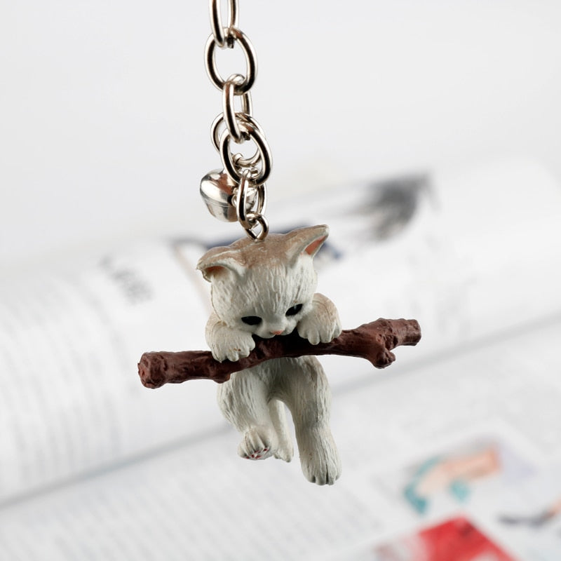 Tree Branch Cat Keychain