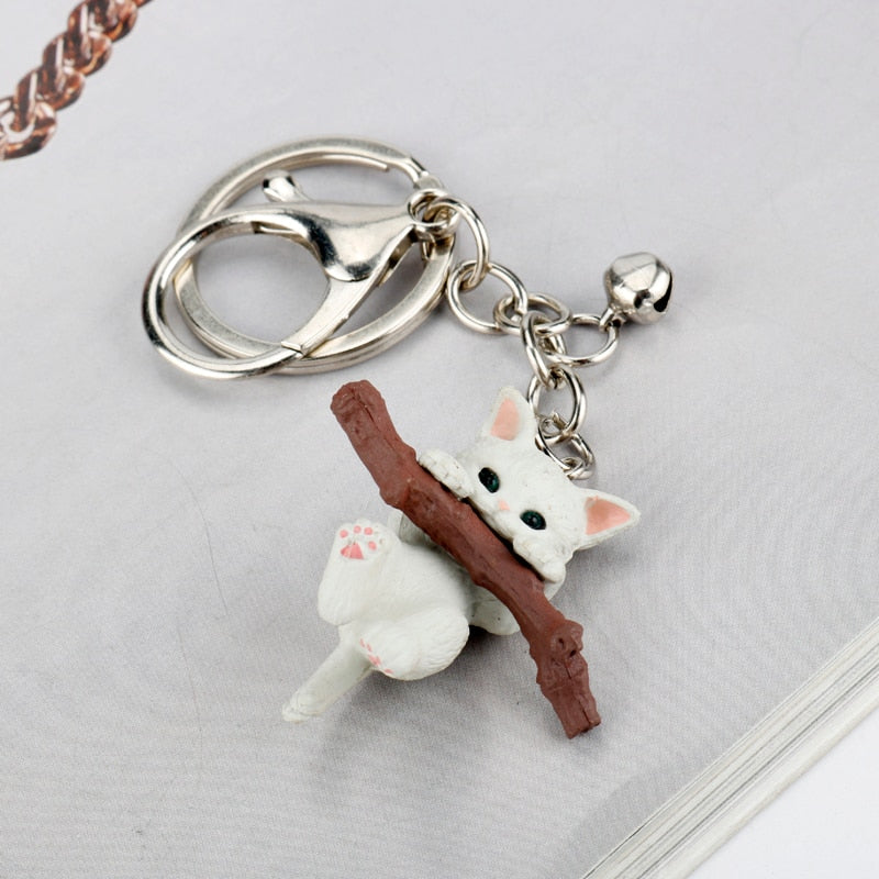 Tree Branch Cat Keychain