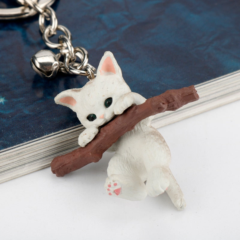 Tree Branch Cat Keychain