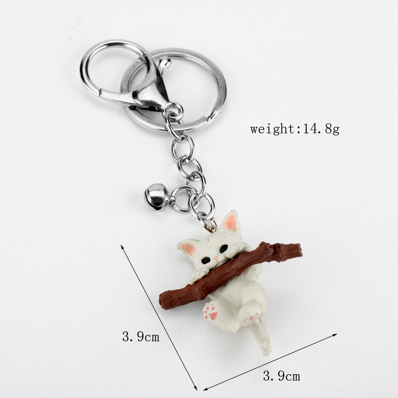 Tree Branch Cat Keychain