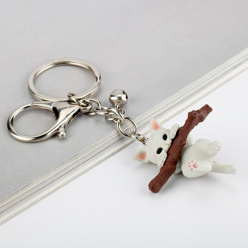 Tree Branch Cat Keychain