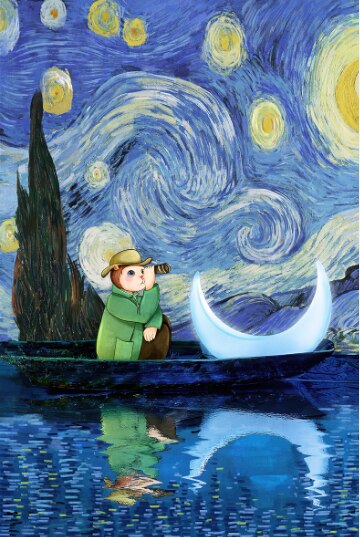 Van Gogh Cat Painting