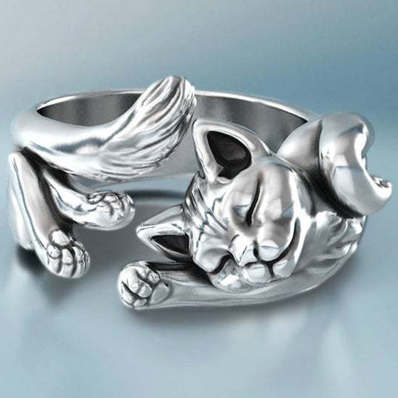 Vintage Cat Wrap Ring