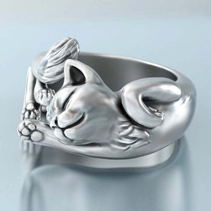 Vintage Cat Wrap Ring