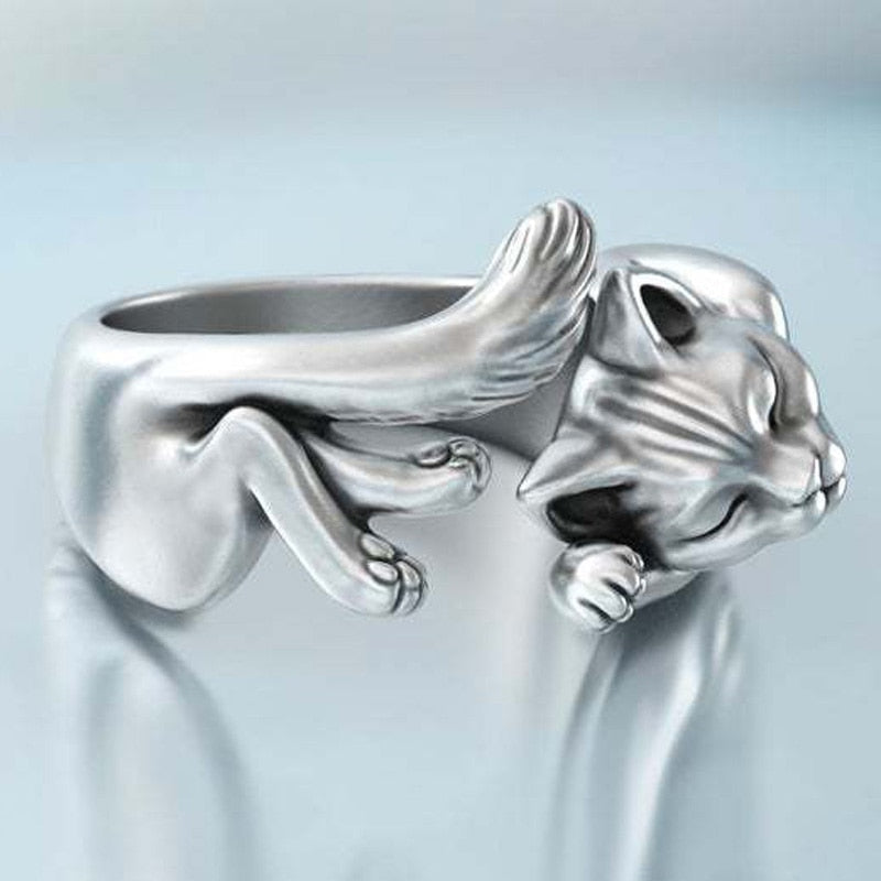 Vintage Cat Wrap Ring
