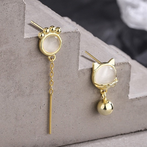White Cat Eye Earrings