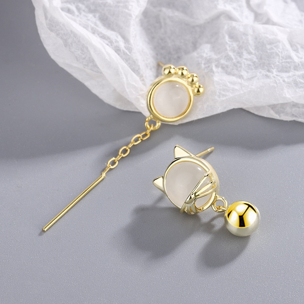White Cat Eye Earrings