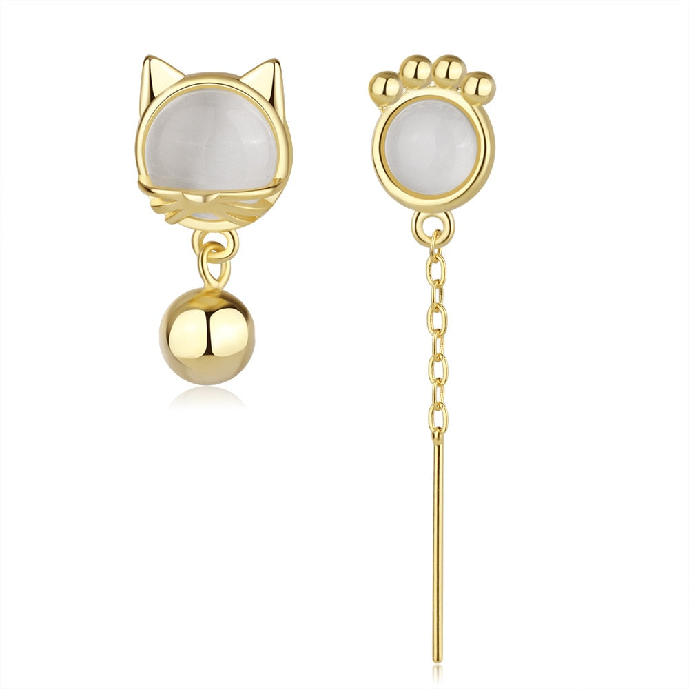 White Cat Eye Earrings