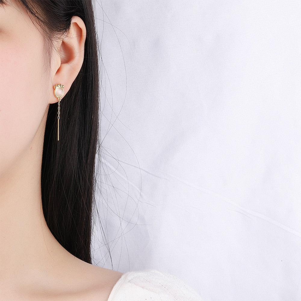 White Cat Eye Earrings