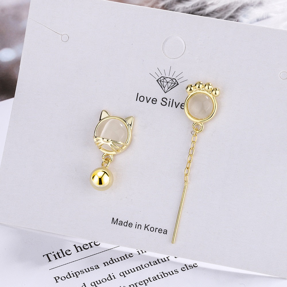 White Cat Eye Earrings
