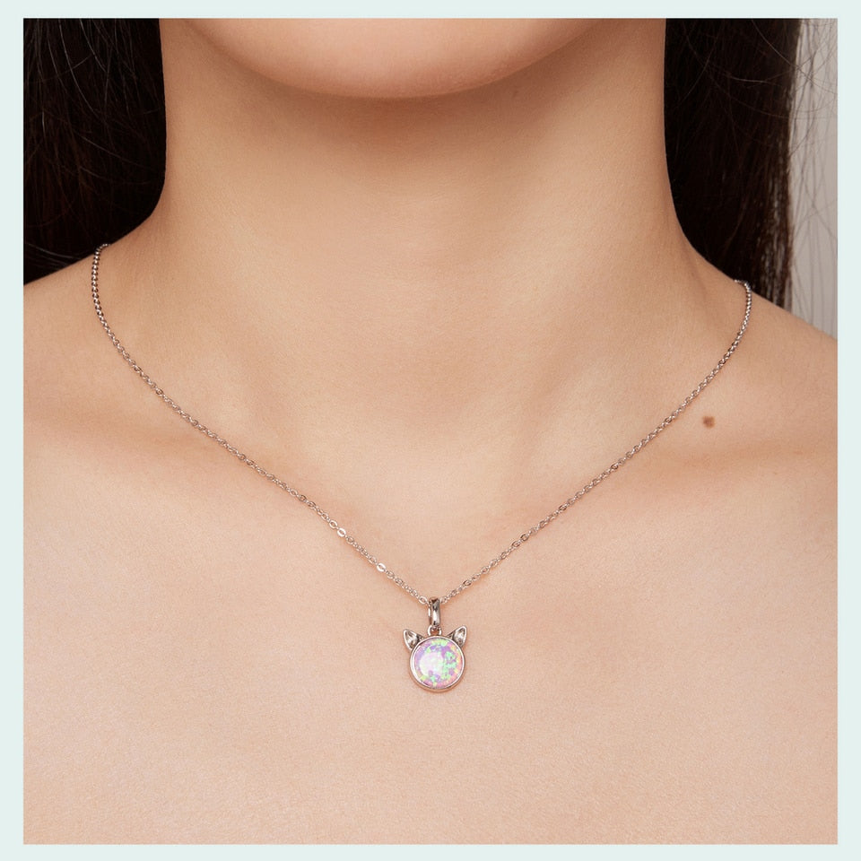 White Gold Cat Necklace