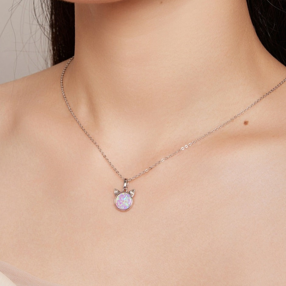 White Gold Cat Necklace