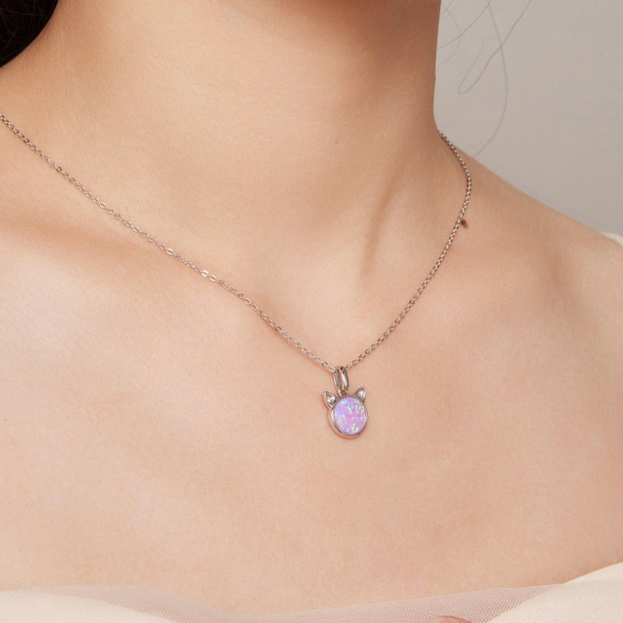 White Gold Cat Necklace