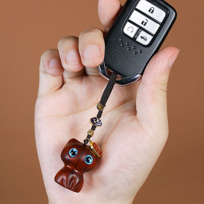 Wooden Cat Keychain